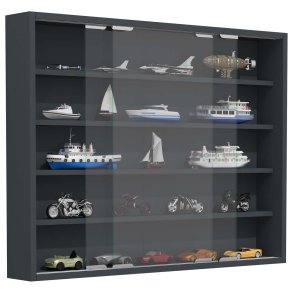 AgisaL Glasvitrinen wandhängend 2 Schiebetüren anthrazit.