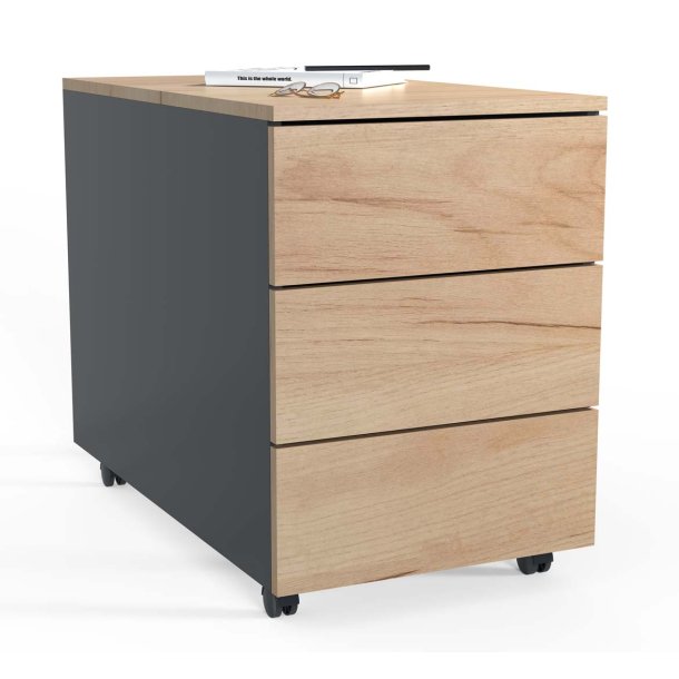 Dalosa703SB skuffekassette 3 skuffer antracit, egetr dekor.