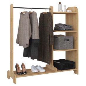 Lempu kldeskab reol med bjlestang 4 hylder egetr dekor.