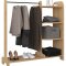Lempu Kleiderschrank Regal mit Kleiderstange 4 Ablagen Eiche dekor.