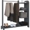 Lempu Kleiderschrank Regal mit Kleiderstange 4 Ablagen anthrazit.