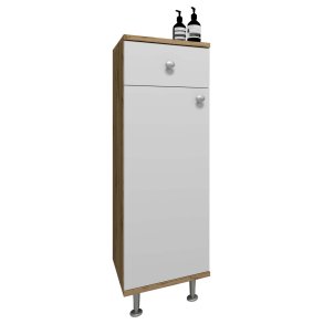 NilosiI wysoka szafka łazienkowa dąb dekor, biały.