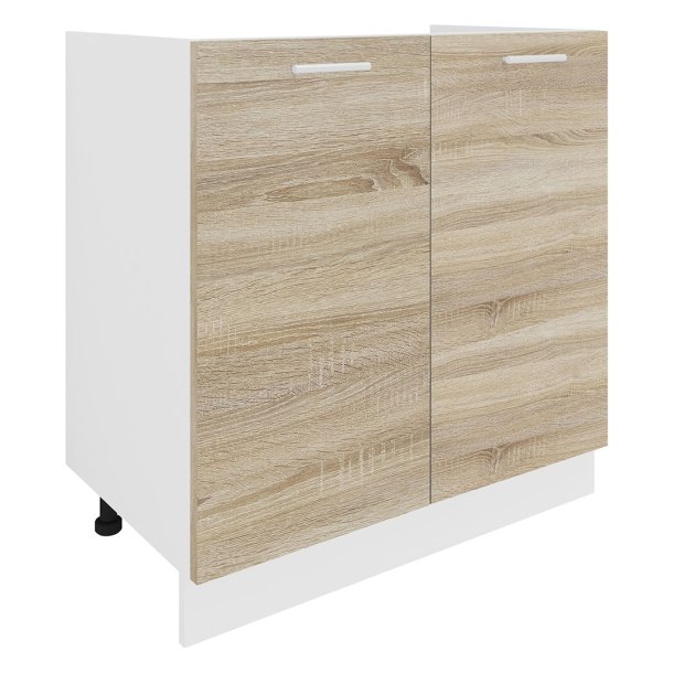 Esilo K�chenunterschrank 80 cm f�r Sp�le wei�, Eiche Dekor.