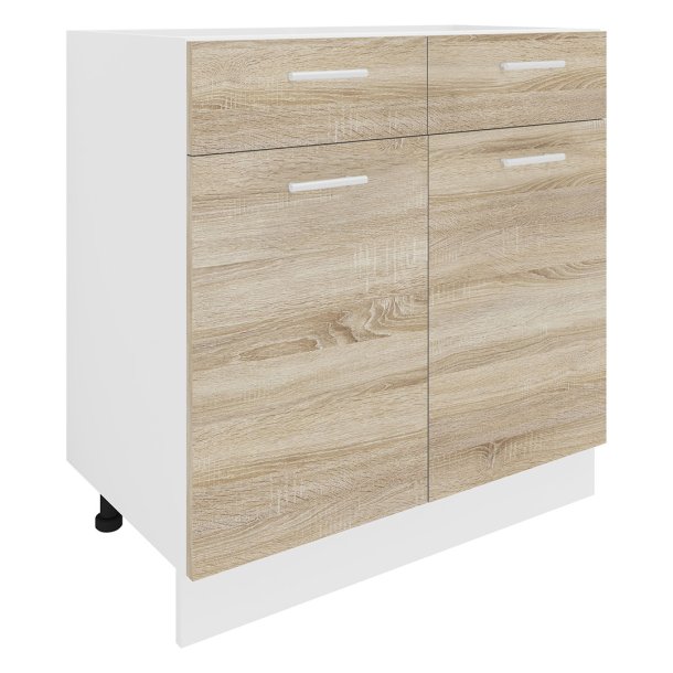 Esilo underskab kkken 80 cm 2 lger, 1 skuffe hvid, eg dekor.