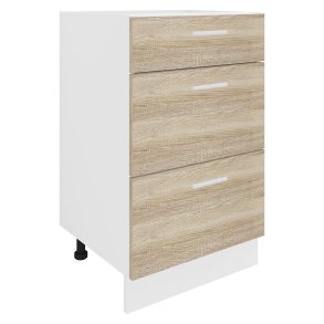 Esilo szafka kuchenna 50 cm 3 szuflady biały, dąb dekor.