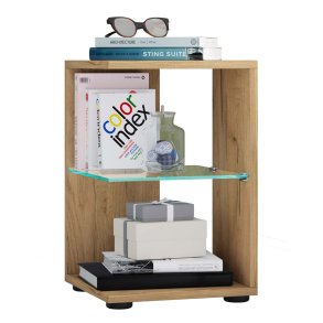 Elani hjrnebord 2 hylder egetr dekor.