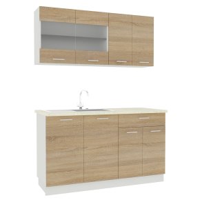 Esilo K�chenm�bel Set , Modulk�che 140 cm wei�, Eiche Dekor.