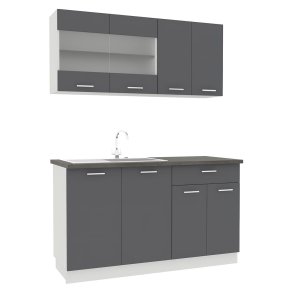 Esilo Kchenmbel Set , Modulkche 140 cm wei, grau.