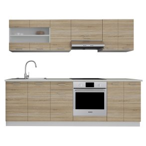 Esilo K�chenm�bel Set , Modulk�che 240 cm wei�, Eiche Dekor.