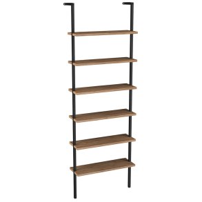 Libreria Insasi sospesa a parete 6 ripiani decoro rovere.