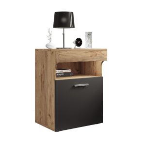 SlepalM Nachttisch 1 Tr 1 Ablage anthrazit, Eiche dekor.