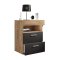 SlepalL table de nuit 2 tiroirs 1 tablette anthracite, chne dcor.