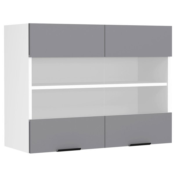 Fasola overskab kkken 80 cm 2 glaslger antracit gr, hvid.