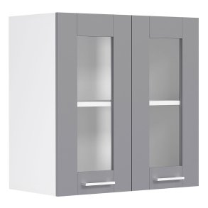 Colura overskab kkken 80 cm 2 glaslger antracit gr, hvid.