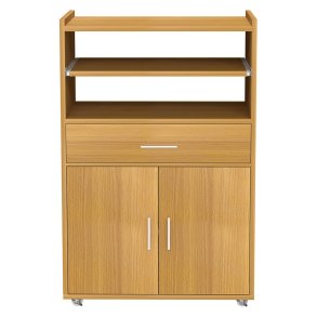 Kiola Kchenmbel auf Rollen 2 Tren, 1 Schublade, 2 Ablagen Buche Dekor.