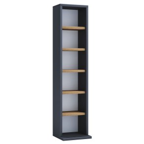 Libreria Elementa sospesa a parete antracite, decoro rovere.