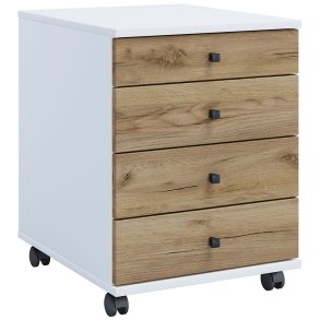 LonaMini skuffekassette 4 skuffer hvid, eg dekor.