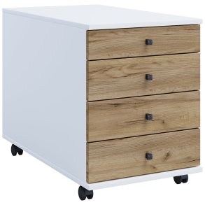 LonaMaxi skuffekassette 4 skuffer hvid, eg dekor.