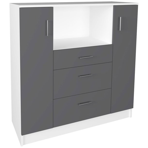 Esilo kjkken hyller skap  2 drer, 2 skuffer, 1 hylle antrasitt gr, hvit.