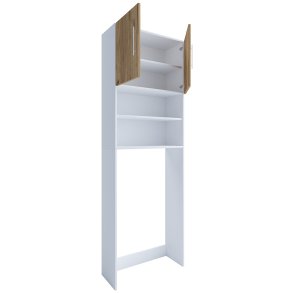 Jutas szafa szafka na pralkę 2 drzwi biały, dąb dekor.