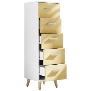 LandosSB szafka łazienkowa 5 szufladami dąb dekor, biały.