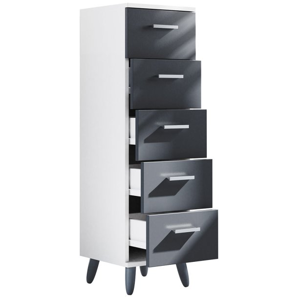 LandosSB Badschrank 5 Schubladen anthrazit, wei.