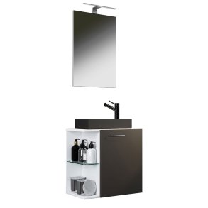 HausaBL baderomsinnredning 3 deler hvit, antracitt.