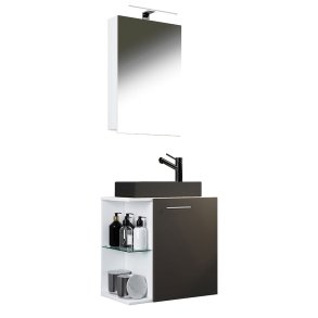 HausaBL baderomsinnredning 3 deler hvit, antracitt.