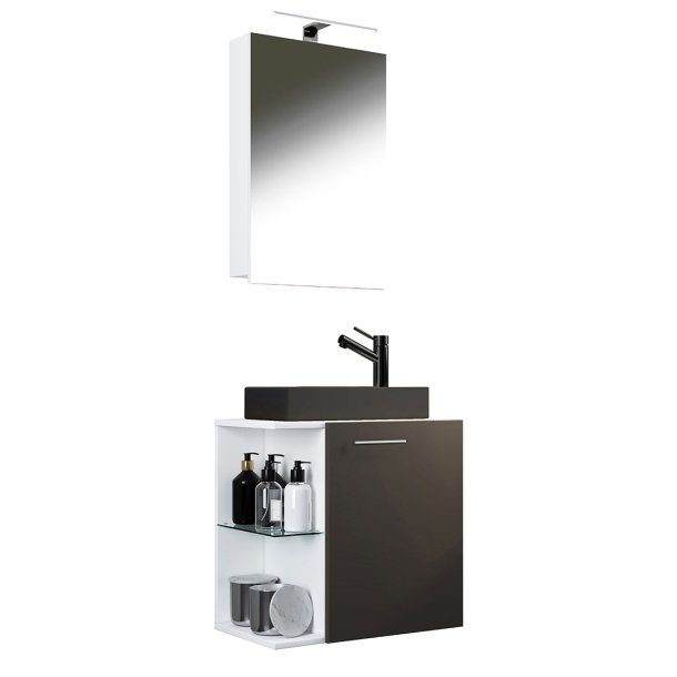 HausaBL baderomsinnredning 3 deler hvit, antracitt.