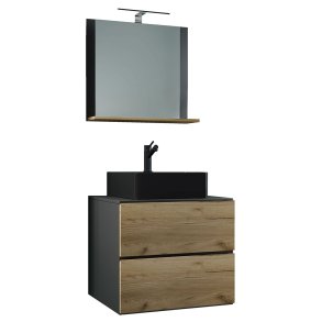 LendasMBL badrumsmbler 3 delar antracit, ek dekor.