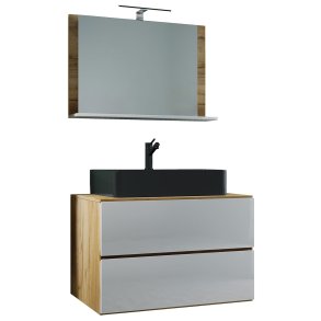 LendasMBL badrumsmbler 3 delar ek dekor, vit.