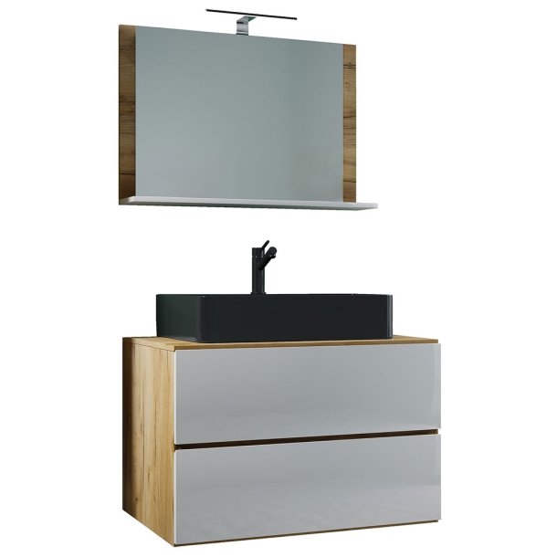 LendasMBL badrumsmbler 3 delar ek dekor, vit.