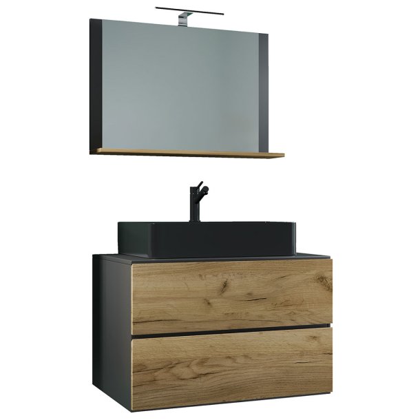 LendasMBL badrumsmbler 3 delar antracit, ek dekor.