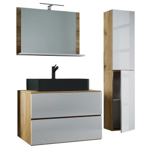 LendasLBL badrumsmbler 4 delar ek dekor, vit.