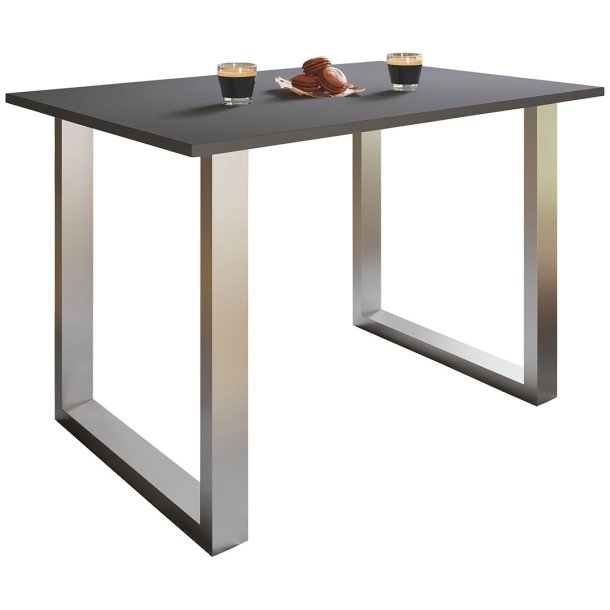 XonaU Esstisch 80x80 anthrazit, silberfarben.