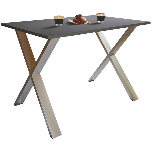 XonaX Esstisch 110x80 anthrazit, silberfarben.