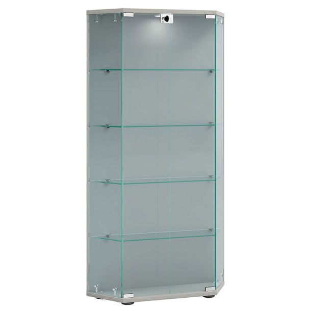 CenilaL Vitrinenschrank 2 Türen silberfarben.