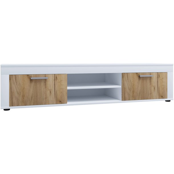 UsiloXL TV Tisch 2 Türen weiß, Eiche dekor.