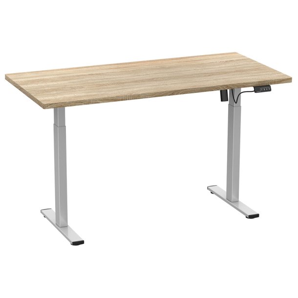 LonaE skrivebord elektrisk hev-senk-funksjon 110x50x71-120cm eik dekor, slvfarget.