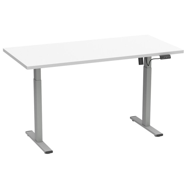 LonaE Schreibtisch elektrische Höhenverstellfunktion 110x80x71-120cm weiß, silberfarben.