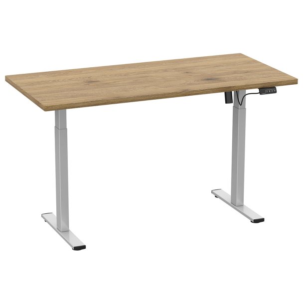 LonaE skrivbord elektrisk hj- och snkfunktion 140x80x71-120cm ek dekor, silverfrgad.
