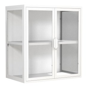 FlokasVS Vitrinenschrank wandhängend 2 Türen weiß.