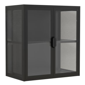 FlokasVS Vitrinenschrank wandhängend 2 Türen schwarz.