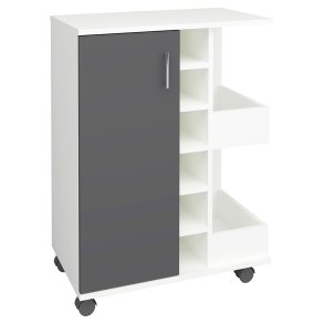 Esilo Kchenmbel auf Rollen 1 Tr, 2 Ablagen, 6 Weinablagen anthrazit grau, wei.