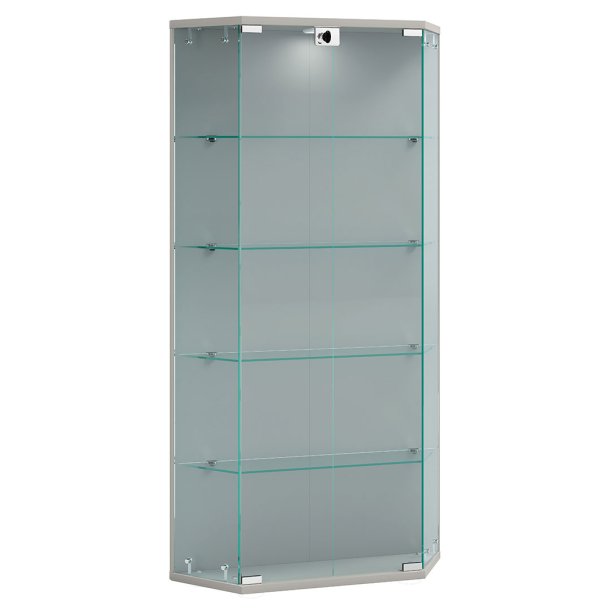 BenilaL Vitrinenschrank wandhängend 2 Türen silberfarben.