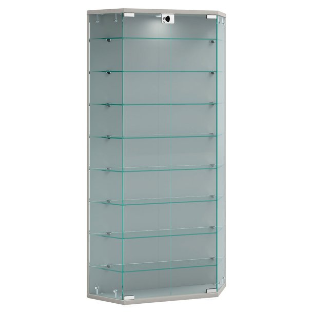 BenilaXL Vitrinenschrank wandhängend 2 Türen silberfarben.