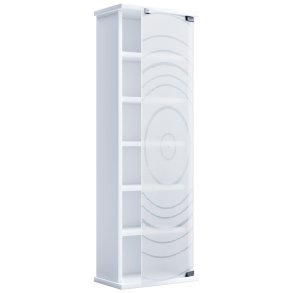 TilanoM Vitrinenschrank CD, DVD 6 Ablagen 1 Tür weiß.