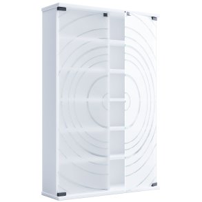 TilanoL Vitrinenschrank CD, DVD 6 Ablagen 2 Türen weiß.