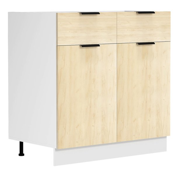 Fasola Kchenunterschrank 80 cm 2 Tren, 1 Schublade Eiche Dekor, wei.