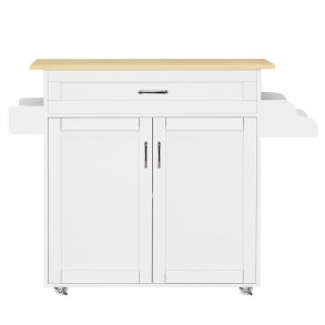 Pastano Kchenmbel auf Rollen 2 Tren, 1 Schublade wei, Eiche dekor.